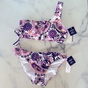 NWT Retro Bloom Floral One Shoulder Bikini